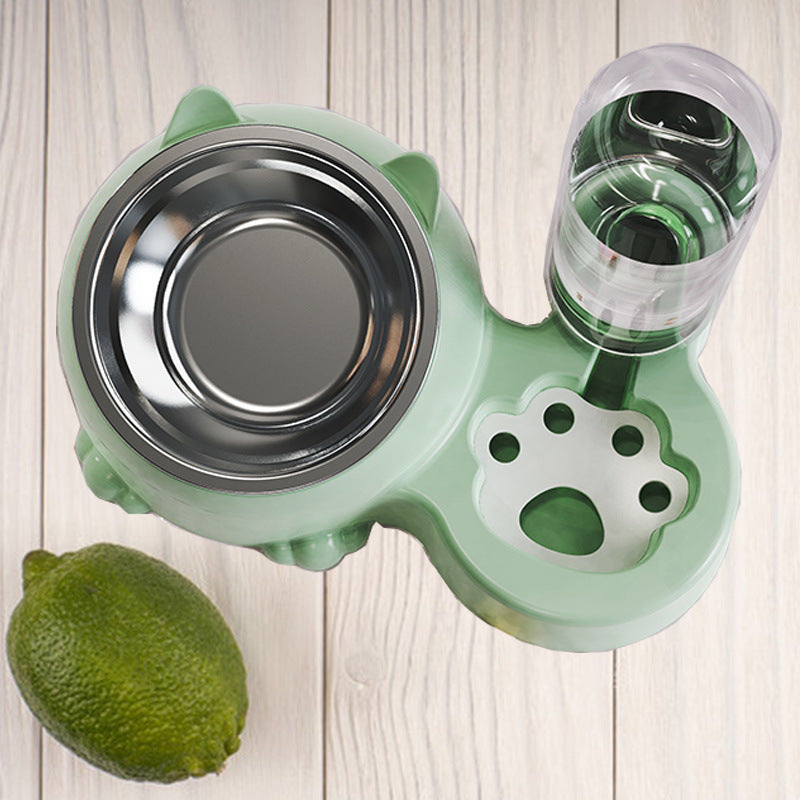 Double Bowl Ceramic Pet Automatic Dog Water Bowl Stainless Steel Cat Bowl