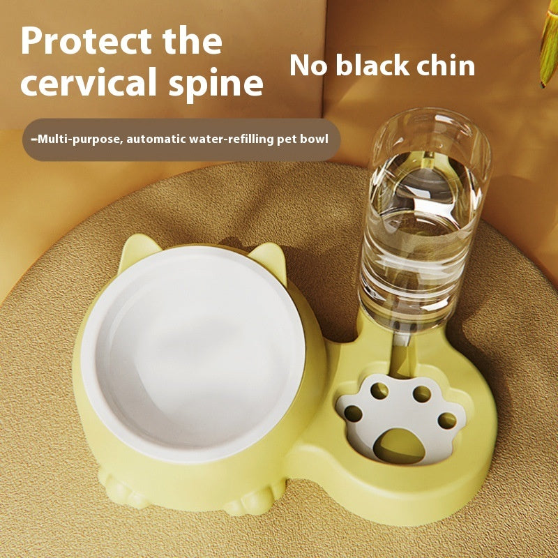 Double Bowl Ceramic Pet Automatic Dog Water Bowl Stainless Steel Cat Bowl