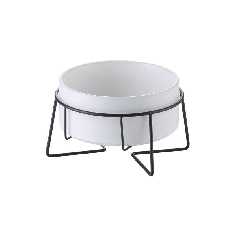 Metal frame ceramic pet bowl