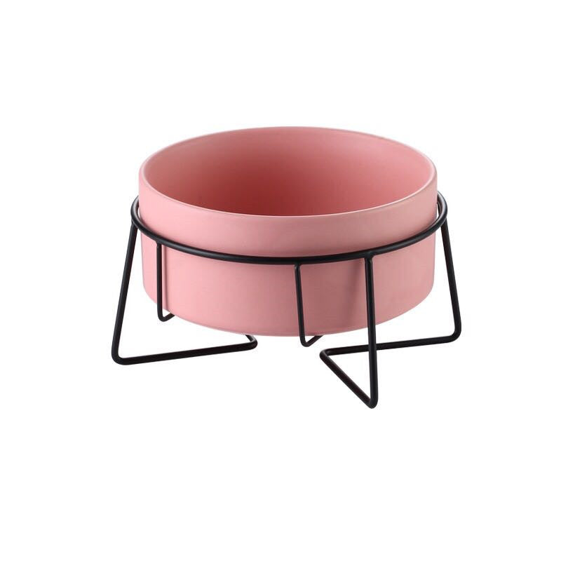 Metal frame ceramic pet bowl