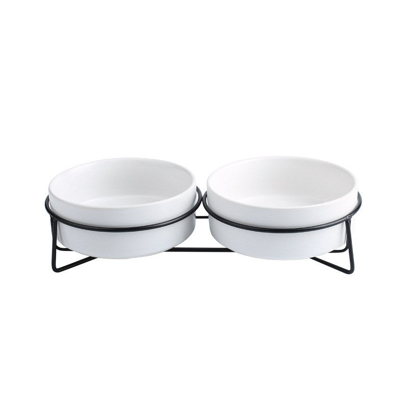 Metal frame ceramic pet bowl