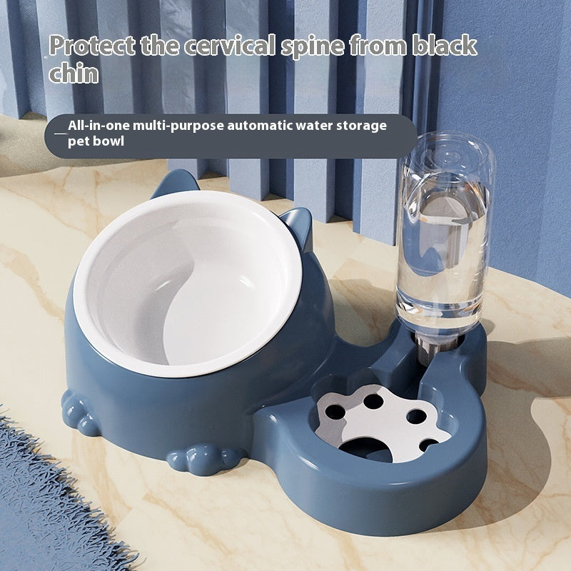 Double Bowl Ceramic Pet Automatic Dog Water Bowl Stainless Steel Cat Bowl