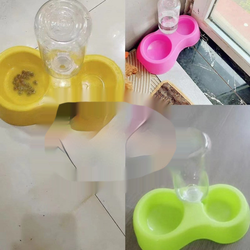 Double Bowl Ceramic Pet Automatic Dog Water Bowl Stainless Steel Cat Bowl