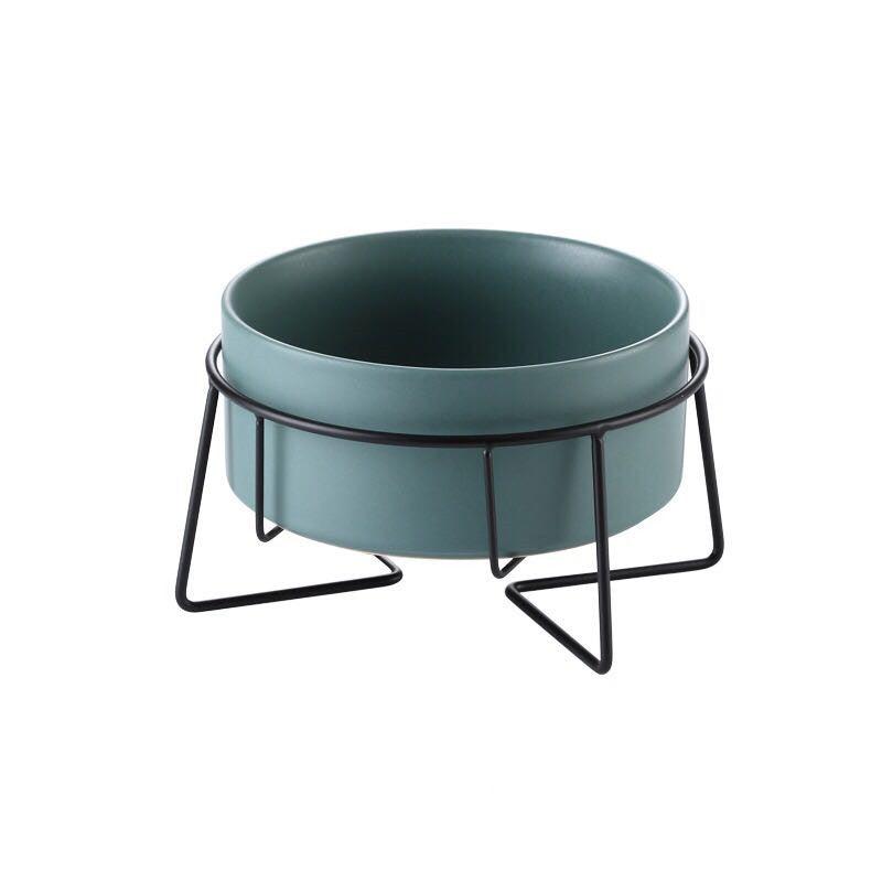 Metal frame ceramic pet bowl