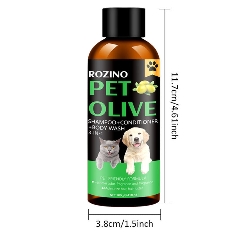 Pet Cat Dog Olive Deodorant Mite Removal Lasting Fragrance Three-in-one Shampoo