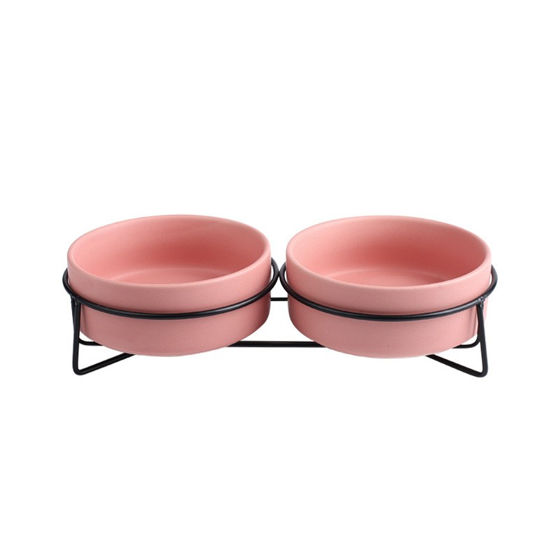 Metal frame ceramic pet bowl