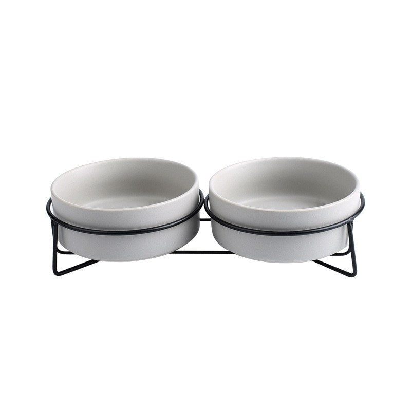 Metal frame ceramic pet bowl