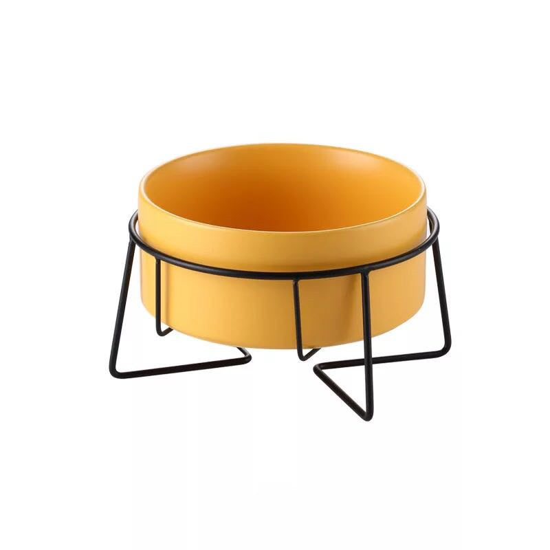 Metal frame ceramic pet bowl