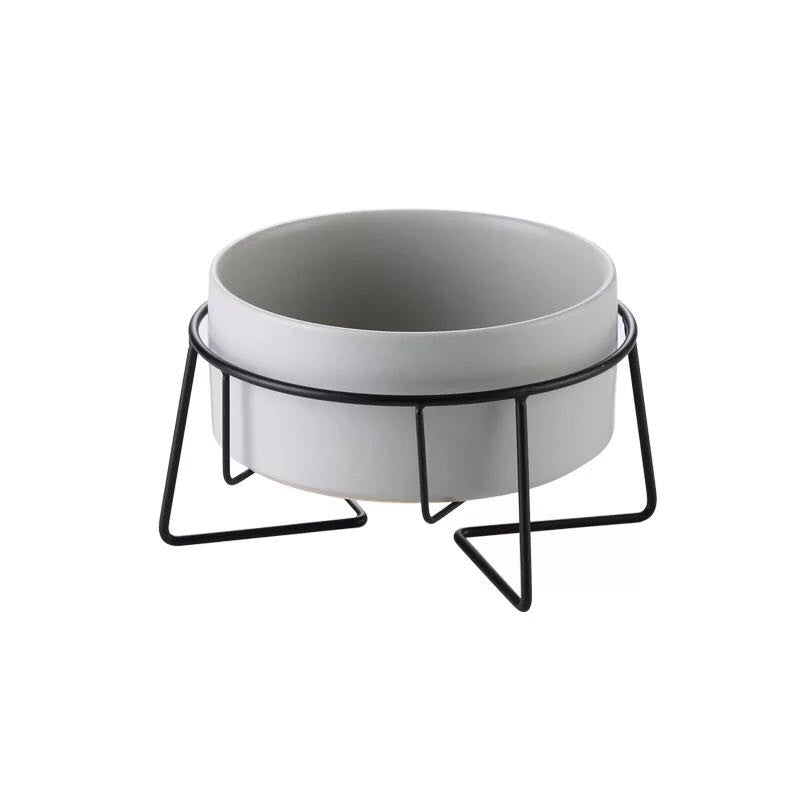 Metal frame ceramic pet bowl