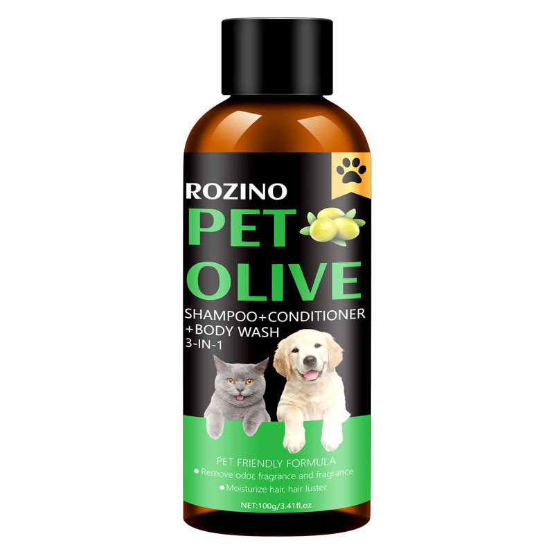Pet Cat Dog Olive Deodorant Mite Removal Lasting Fragrance Three-in-one Shampoo
