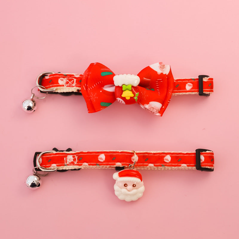 Christmas Holiday Pet Bow Ties, Collars, Dog Bows, Bells, Cat Necklaces, Anti-suffocation Safety Buckles