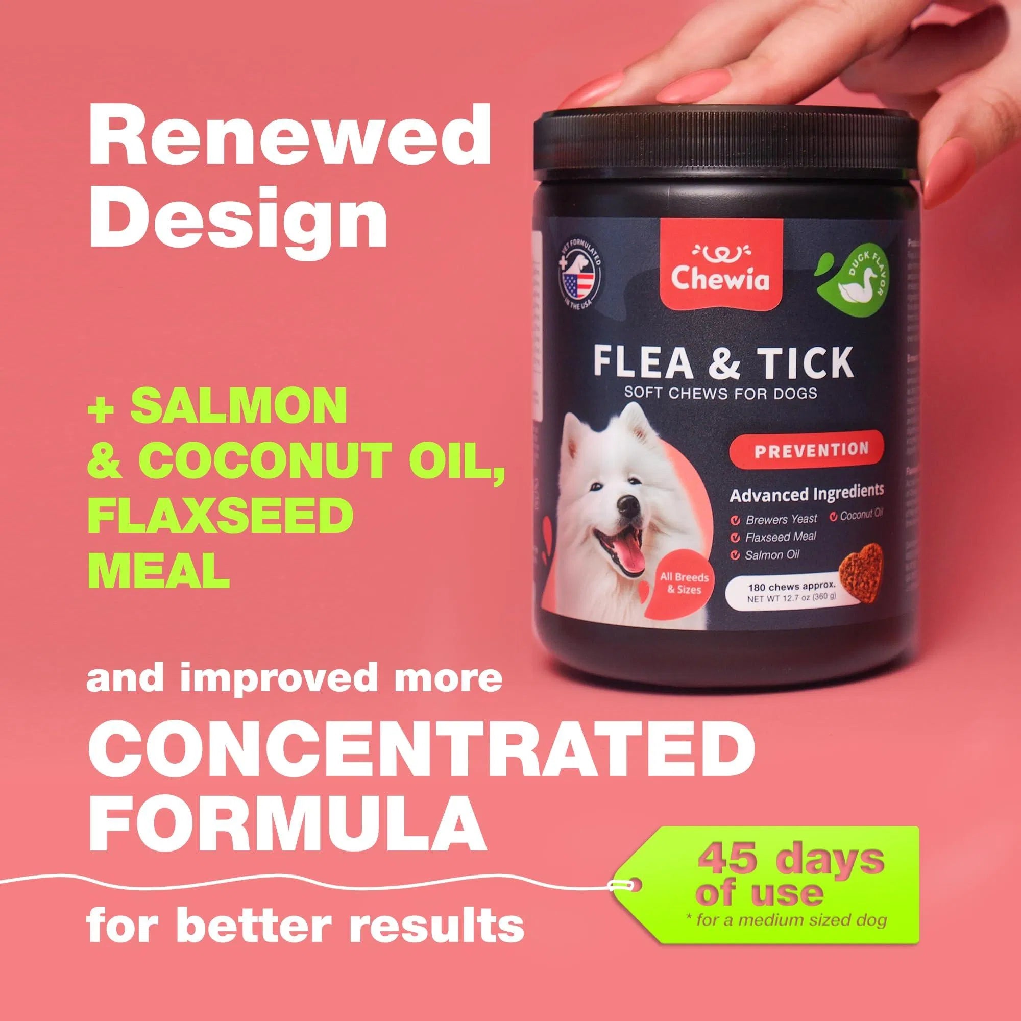 Dog Flea And Tick Treatment Chews FleaTick Prevention For Dogs Chewables Natural Dog Flea & Tick Control Soft Treats Immune Support Supplement