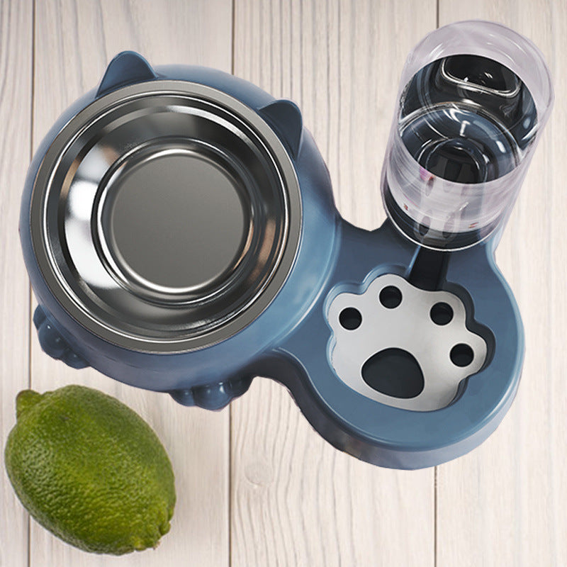 Double Bowl Ceramic Pet Automatic Dog Water Bowl Stainless Steel Cat Bowl
