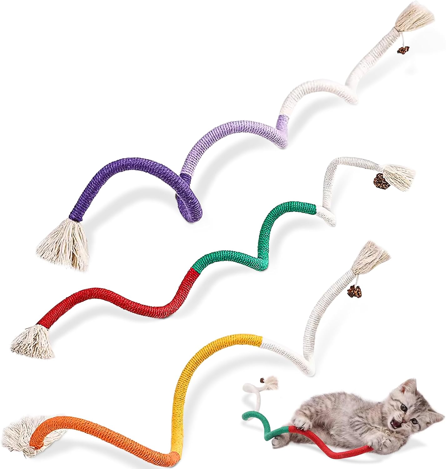 Cotton Rope Cat Toys For Indoor Cats Interactive Cat Rope Toys With Silvervine Fruit For Cats And Kittens Handmade Pet Chew Toys For Teeth Cleaning