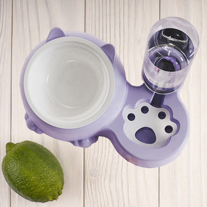 Double Bowl Ceramic Pet Automatic Dog Water Bowl Stainless Steel Cat Bowl