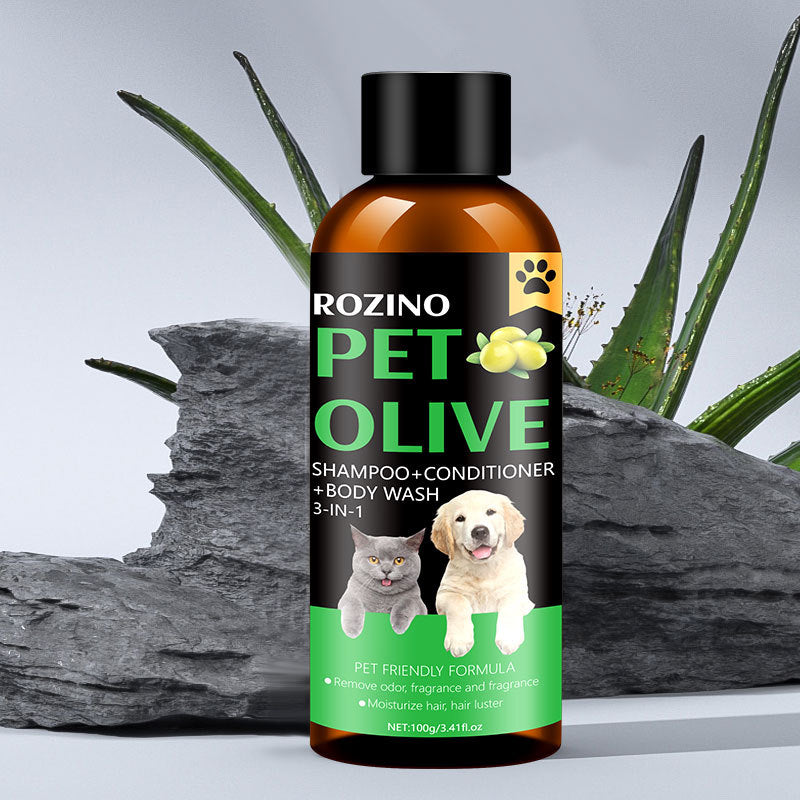 Pet Cat Dog Olive Deodorant Mite Removal Lasting Fragrance Three-in-one Shampoo