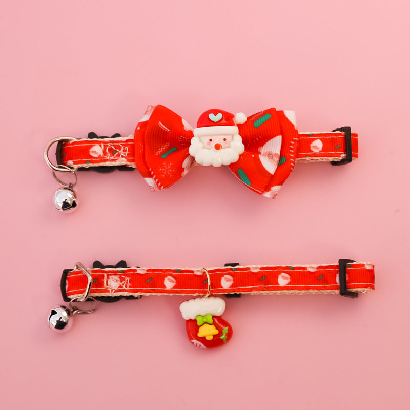 Christmas Holiday Pet Bow Ties, Collars, Dog Bows, Bells, Cat Necklaces, Anti-suffocation Safety Buckles