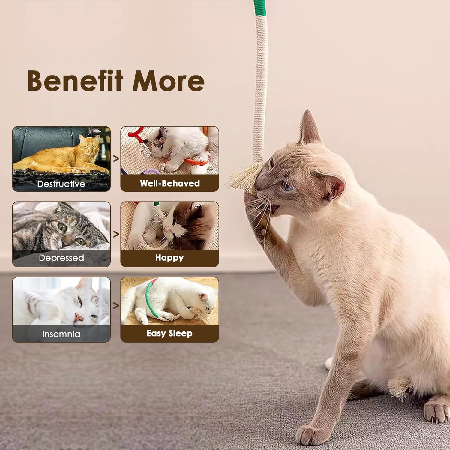 Cotton Rope Cat Toys For Indoor Cats Interactive Cat Rope Toys With Silvervine Fruit For Cats And Kittens Handmade Pet Chew Toys For Teeth Cleaning